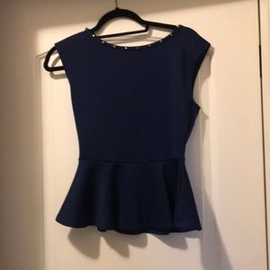 Navy blue sleeveless peplum top